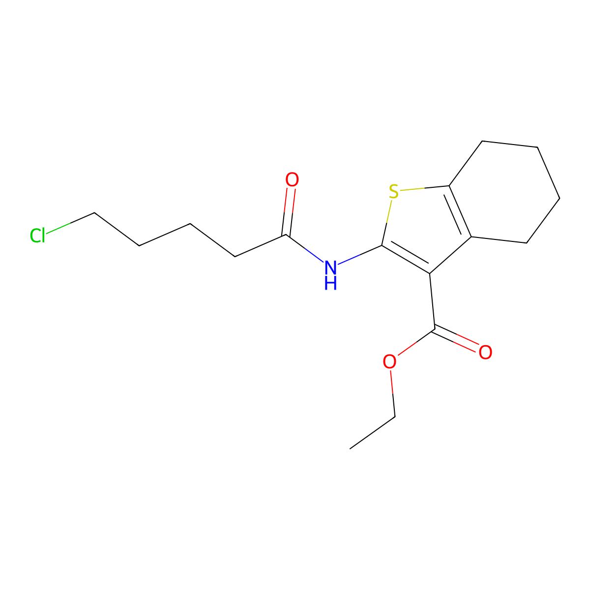 Ethyl 2-[(5-chloropentanoyl)amino]-4,5,6,7-tetrahydro-1-benzothiophene-3-carboxylate molecular structure, CAS 331760-62-4