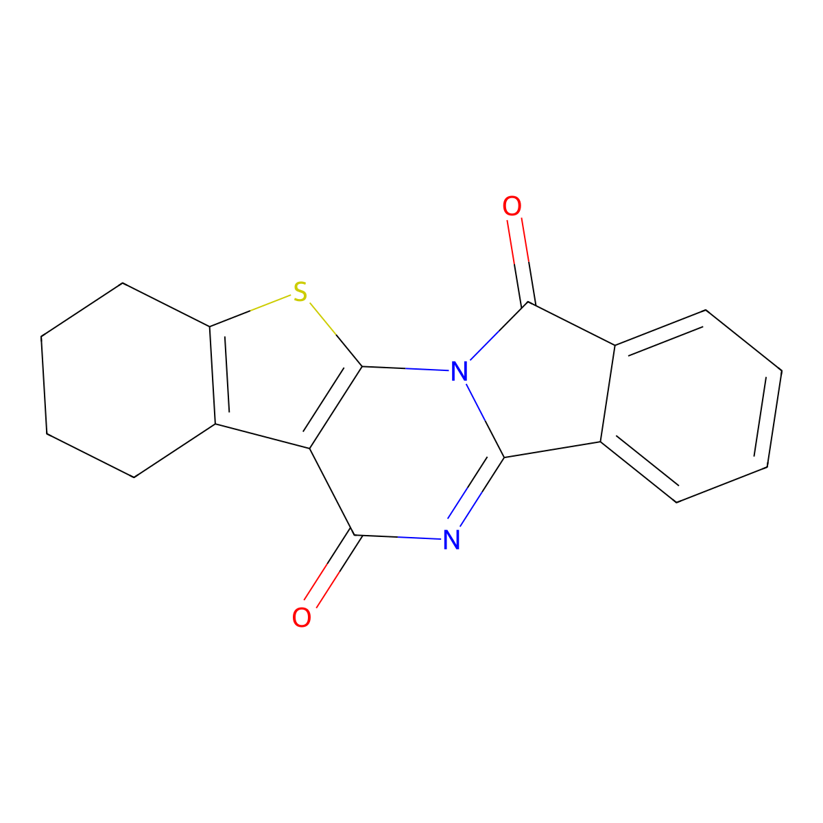 7,8,9,10-Tetrahydro[1]benzothieno[3',2':5,6]pyrimido[2,1-a]isoindole-6,13-dione molecular structure, CAS 331760-63-5