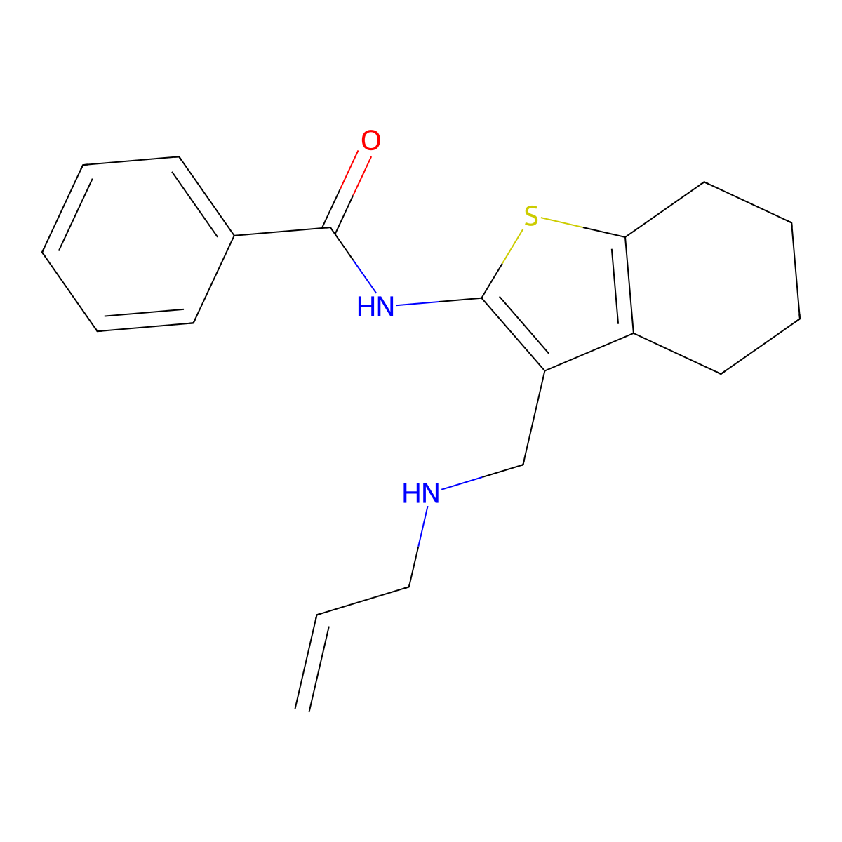 N-[3-[(prop-2-enylamino)methyl]-4,5,6,7-tetrahydro-1-benzothiophen-2-yl]benzamide molecular structure, CAS 331760-68-0