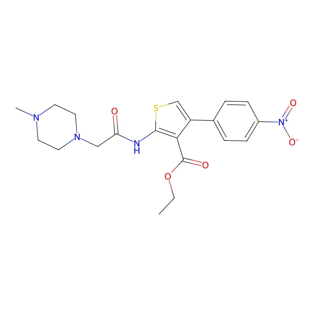 Ethyl 2-{[(4-methylpiperazin-1-yl)acetyl]amino}-4-(4-nitrophenyl)thiophene-3-carboxylate molecular structure, CAS 331760-71-5