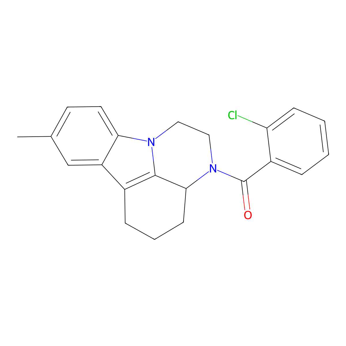 (2-chlorophenyl)(8-methyl-1,2,3a,4,5,6-hexahydro-3H-pyrazino[3,2,1-jk]carbazol-3-yl)methanone molecular structure, CAS 331760-84-0