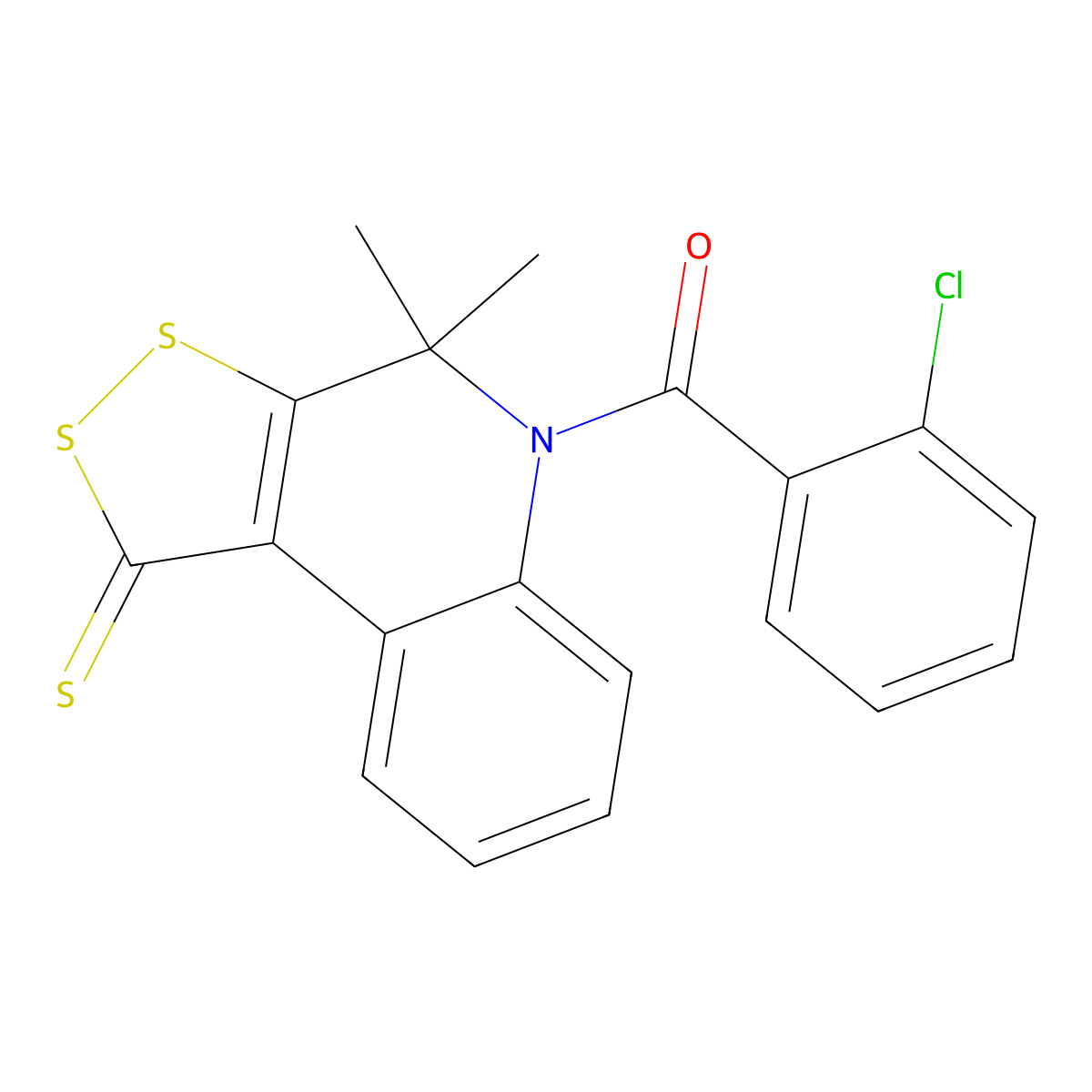 5-(2-Chlorobenzoyl)-4,4-dimethyl-4,5-dihydro-1H-[1,2]dithiolo[3,4-c]quinoline-1-thione molecular structure, CAS 331760-86-2