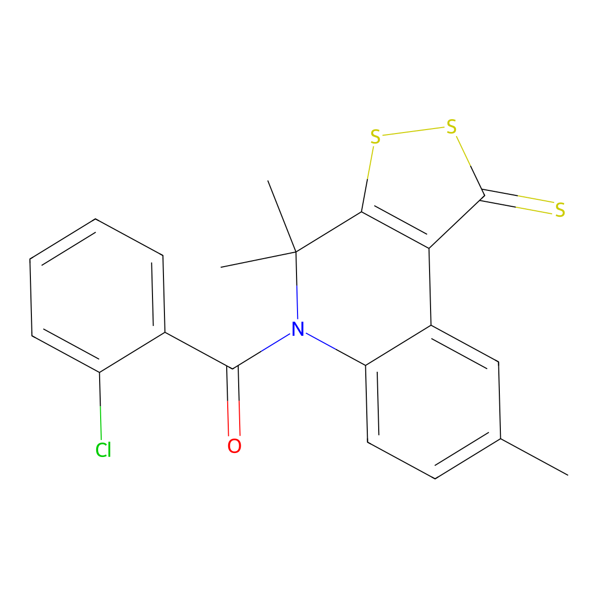 (2-chlorophenyl)(4,4,8-trimethyl-1-thioxo-1,4-dihydro-5H-[1,2]dithiolo[3,4-c]quinolin-5-yl)methanone molecular structure, CAS 331760-89-5