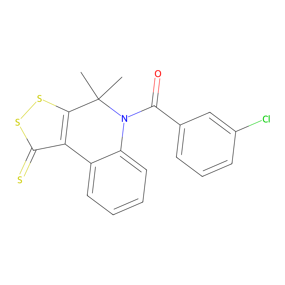 5-(3-chlorobenzoyl)-4,4-dimethyl-4,5-dihydro-1H-[1,2]dithiolo[3,4-c]quinoline-1-thione molecular structure, CAS 331760-91-9
