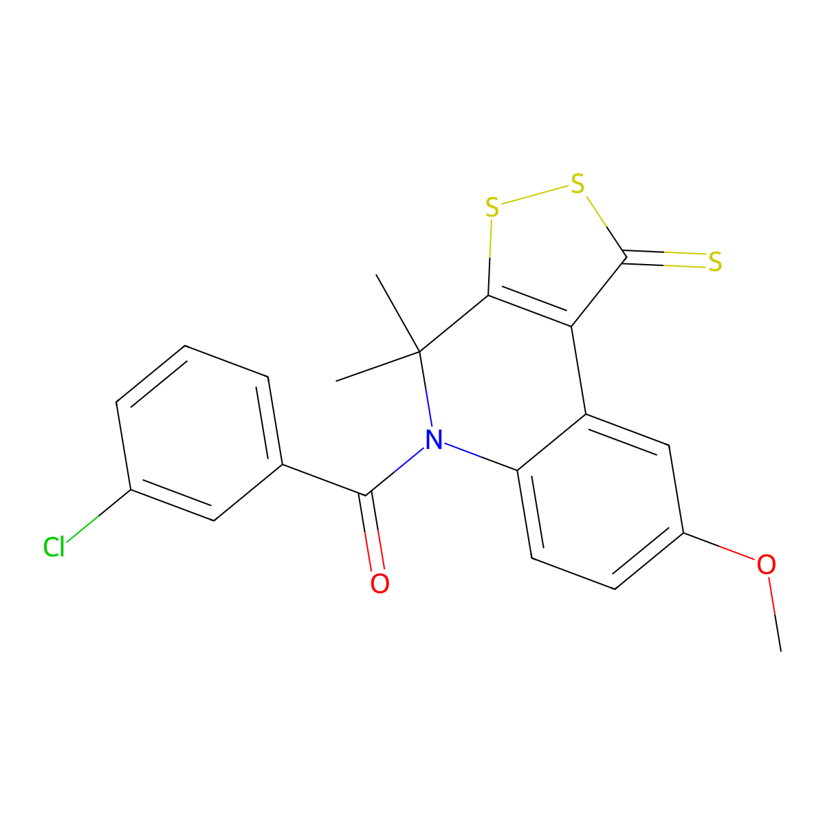 5-(3-chlorobenzoyl)-8-methoxy-4,4-dimethyl-4,5-dihydro-1H-[1,2]dithiolo[3,4-c]quinoline-1-thione molecular structure, CAS 331760-93-1