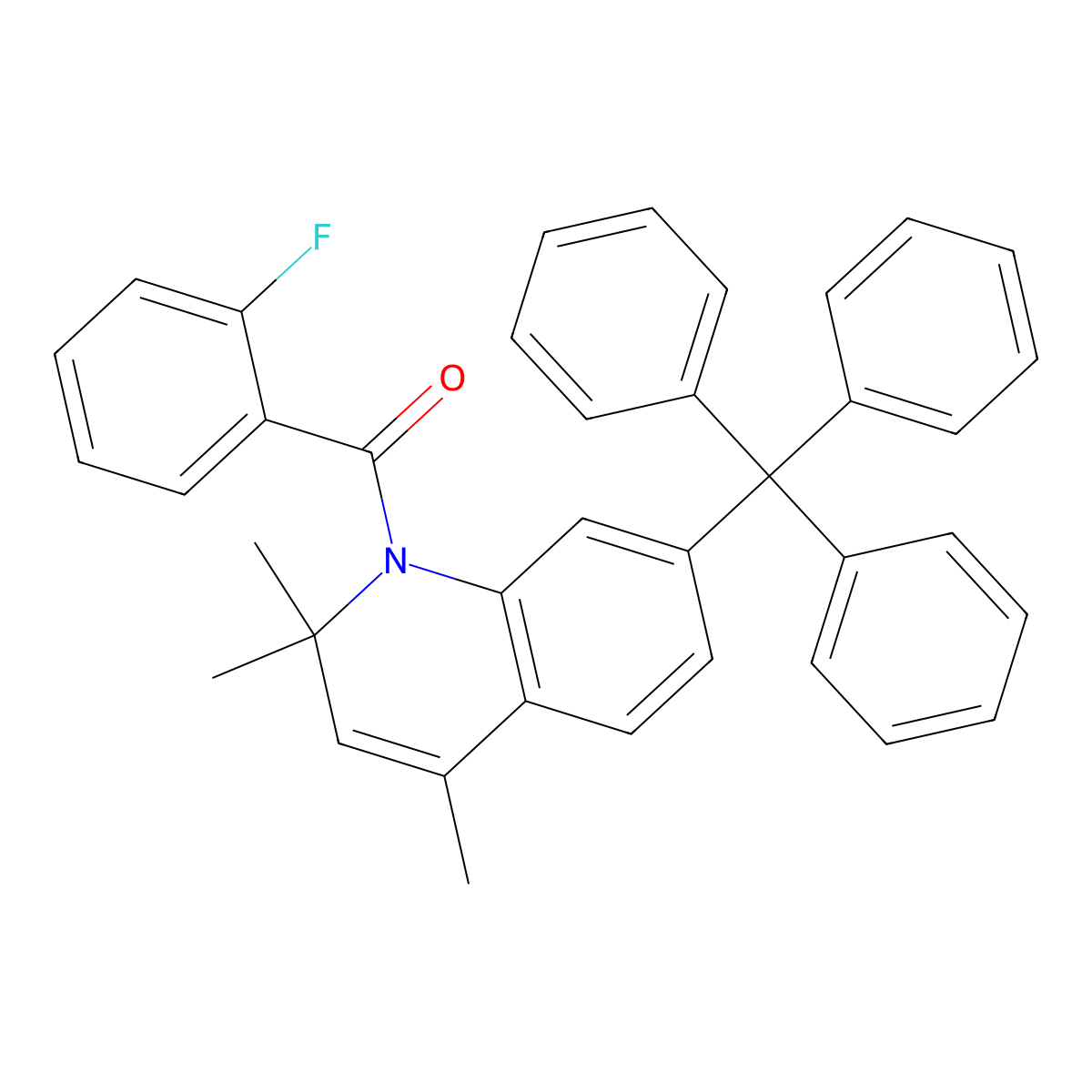 (2-fluorophenyl)(2,2,4-trimethyl-7-tritylquinolin-1(2H)-yl)methanone molecular structure, CAS 331761-17-2