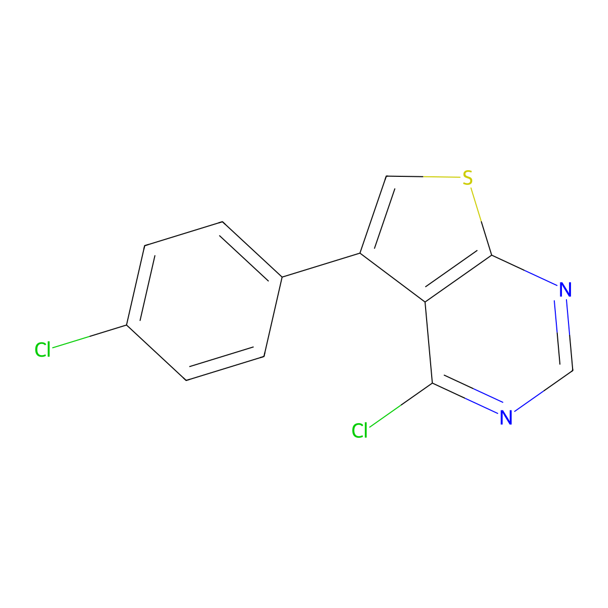 4-Chloro-5-(4-chlorophenyl)thieno(2,3-d)pyrimidine molecular structure, CAS 331761-46-7