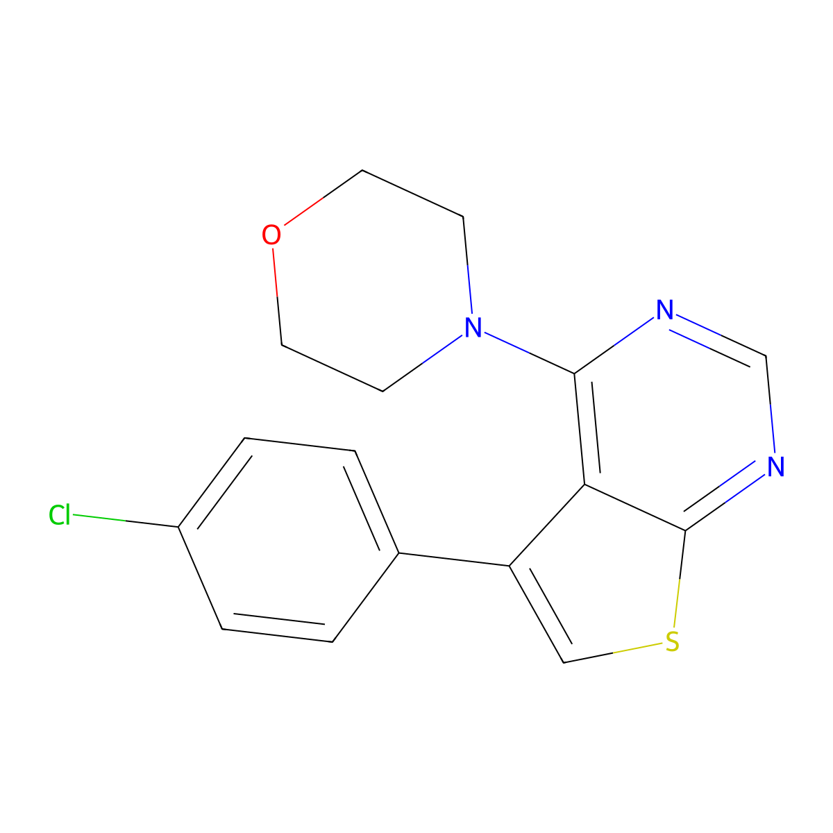 4-[5-(4-Chlorophenyl)thieno[2,3-d]pyrimidin-4-yl]morpholine molecular structure, CAS 331761-47-8