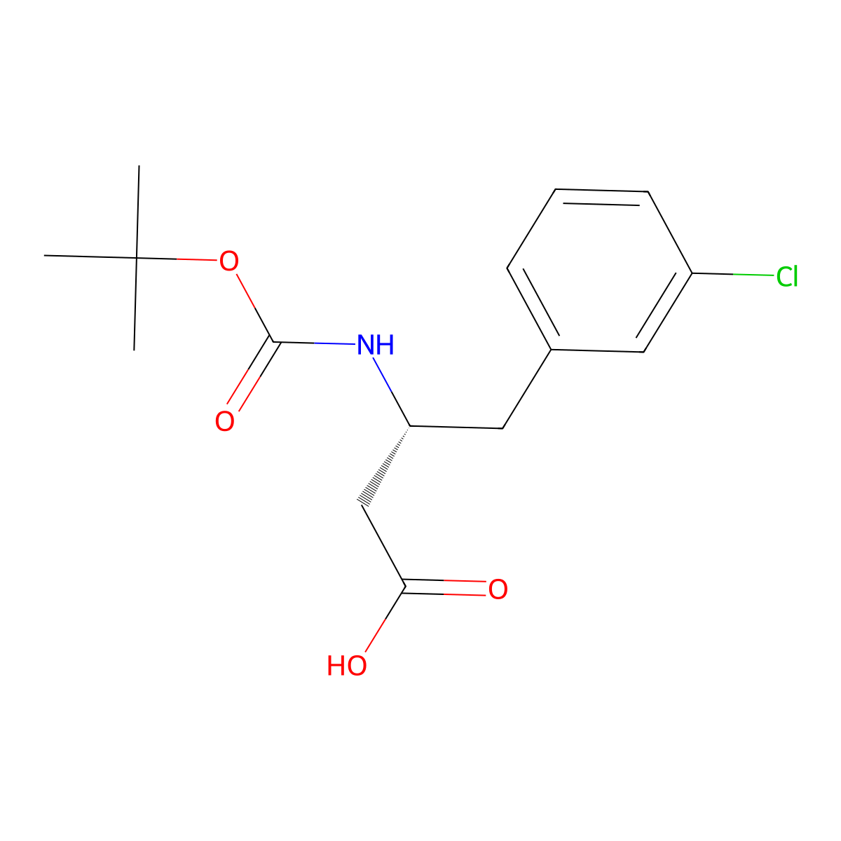 (R)-3-((tert-Butoxycarbonyl)amino)-4-(3-chlorophenyl)butanoic acid molecular structure, CAS 331763-56-5