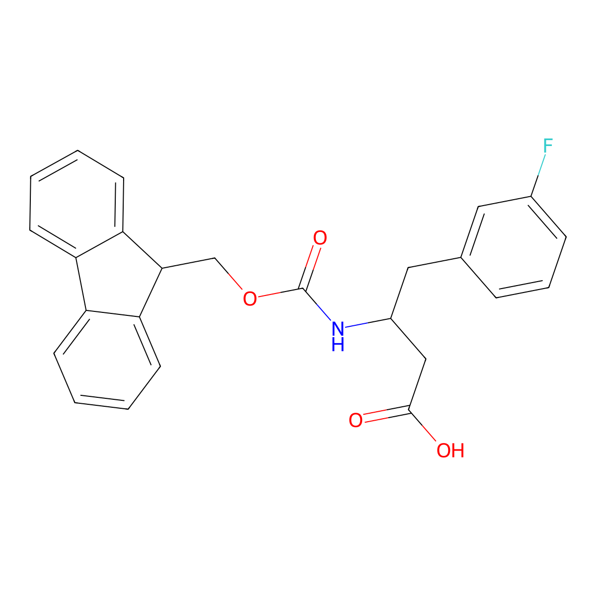 (R)-3-((((9H-Fluoren-9-yl)methoxy)carbonyl)amino)-4-(3-fluorophenyl)butanoic acid molecular structure, CAS 331763-67-8