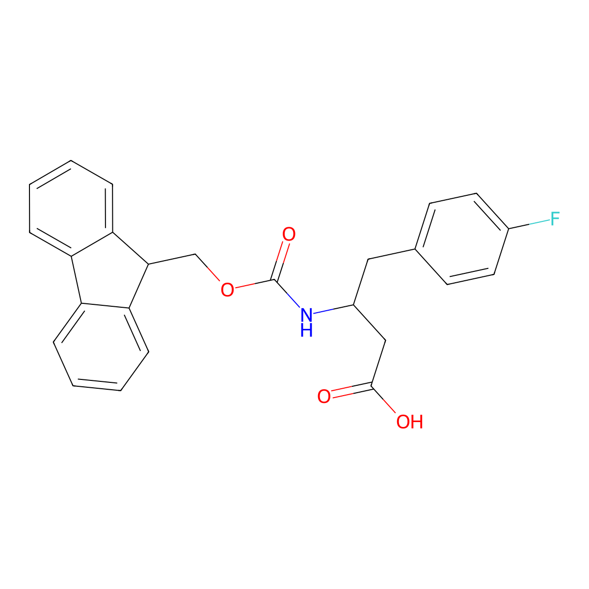 (R)-3-((((9H-Fluoren-9-yl)methoxy)carbonyl)amino)-4-(4-fluorophenyl)butanoic acid molecular structure, CAS 331763-70-3