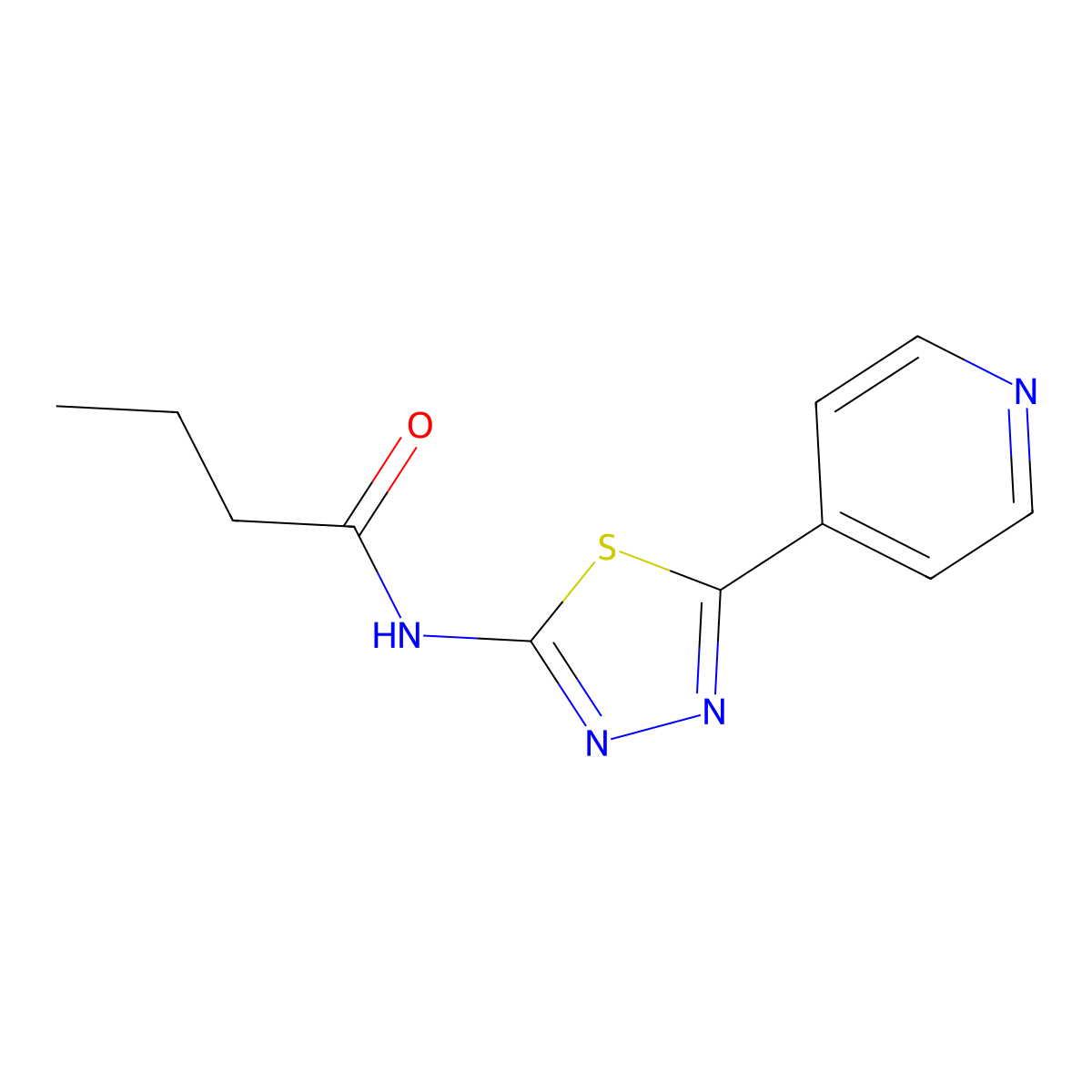 N-(5-pyridin-4-yl-1,3,4-thiadiazol-2-yl)butanamide molecular structure, CAS 331818-81-6