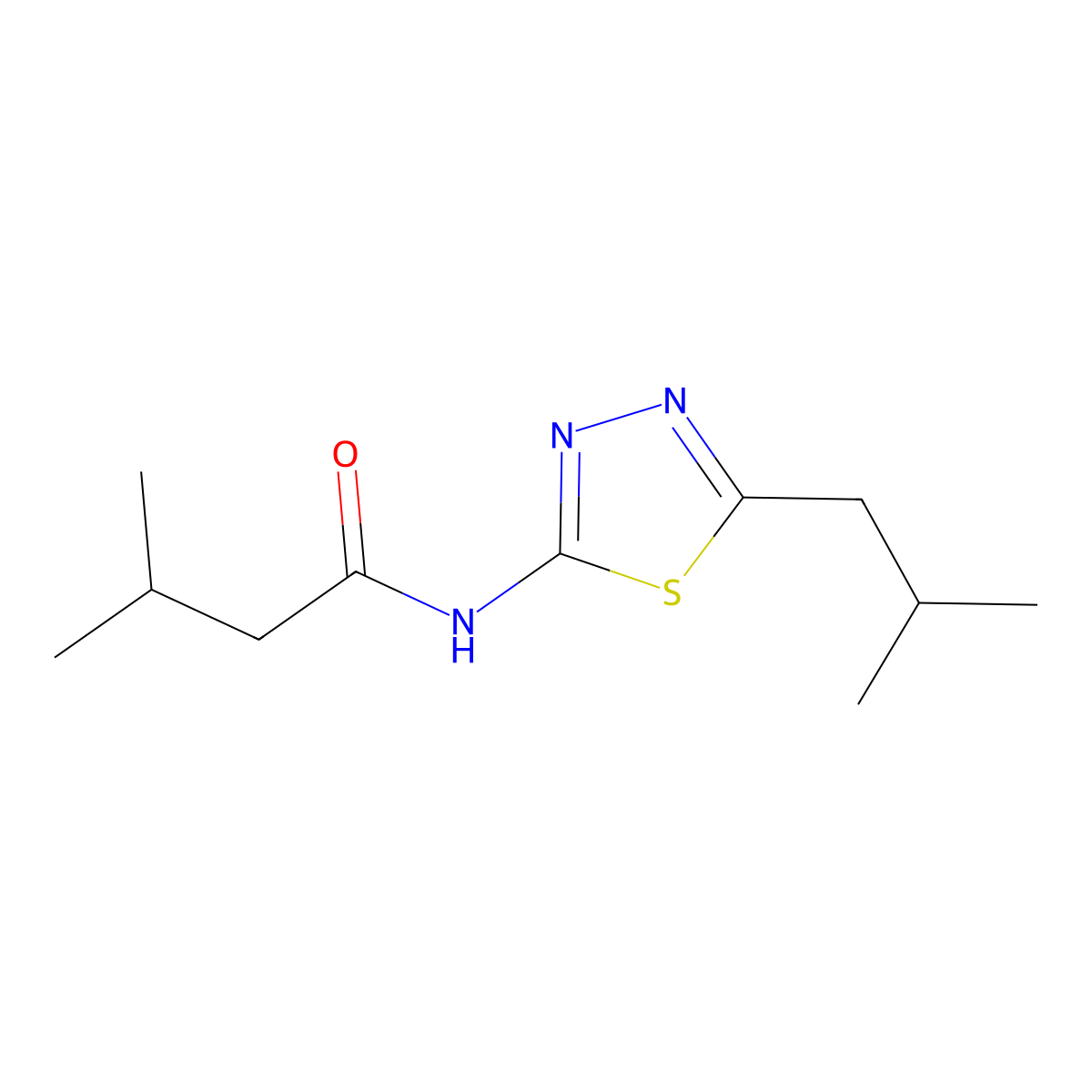 3-methyl-N-[5-(2-methylpropyl)-1,3,4-thiadiazol-2-yl]butanamide molecular structure, CAS 331819-06-8