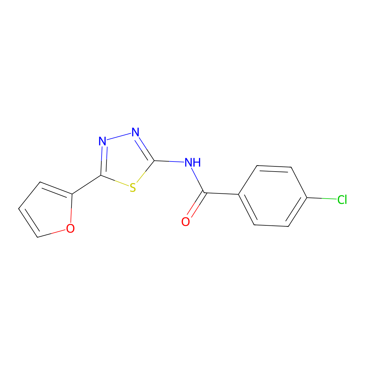 4-chloro-N-[5-(furan-2-yl)-1,3,4-thiadiazol-2-yl]benzamide molecular structure, CAS 331819-20-6