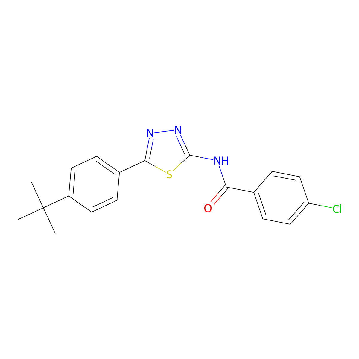 N-[5-(4-tert-butylphenyl)-1,3,4-thiadiazol-2-yl]-4-chlorobenzamide molecular structure, CAS 331819-23-9