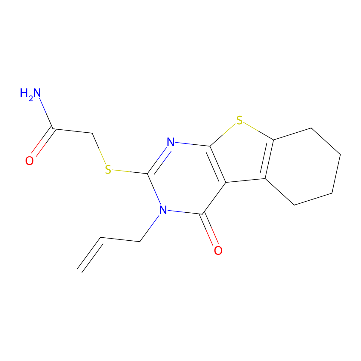 2-[(3-Allyl-4-oxo-3,4,5,6,7,8-hexahydro[1]benzothieno[2,3-d]pyrimidin-2-yl)sulfanyl]acetamide molecular structure, CAS 331819-91-1