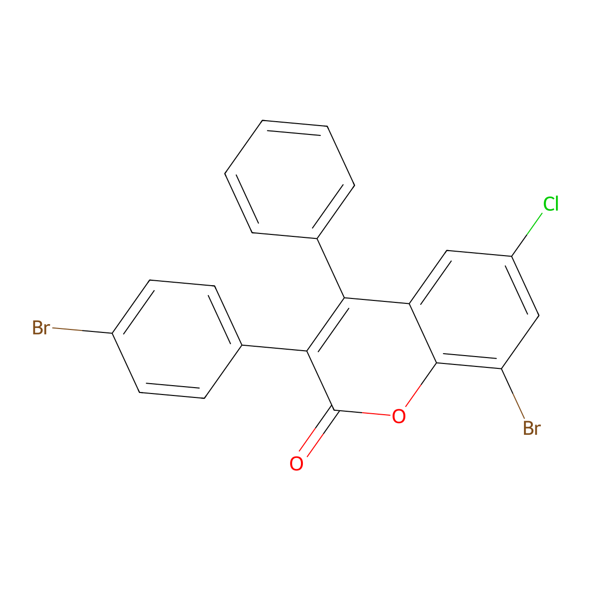 8-Bromo-3-(4-bromophenyl)-6-chloro-4-phenylchromen-2-one molecular structure, CAS 331820-98-5