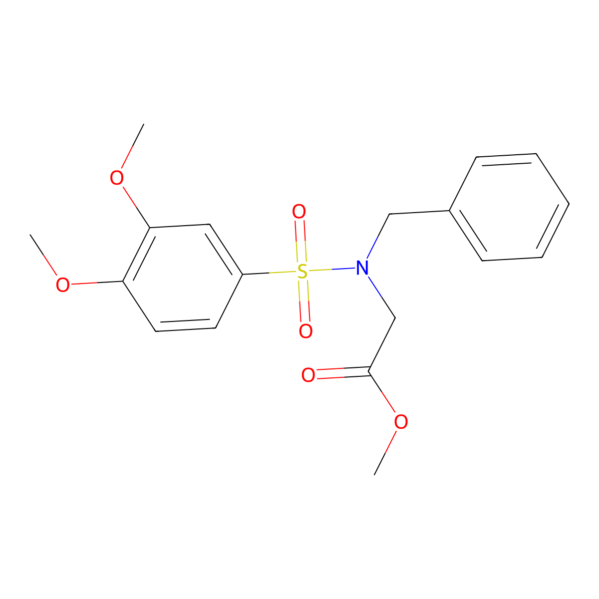 Methyl {benzyl[(3,4-dimethoxyphenyl)sulfonyl]amino}acetate molecular structure, CAS 331828-36-5