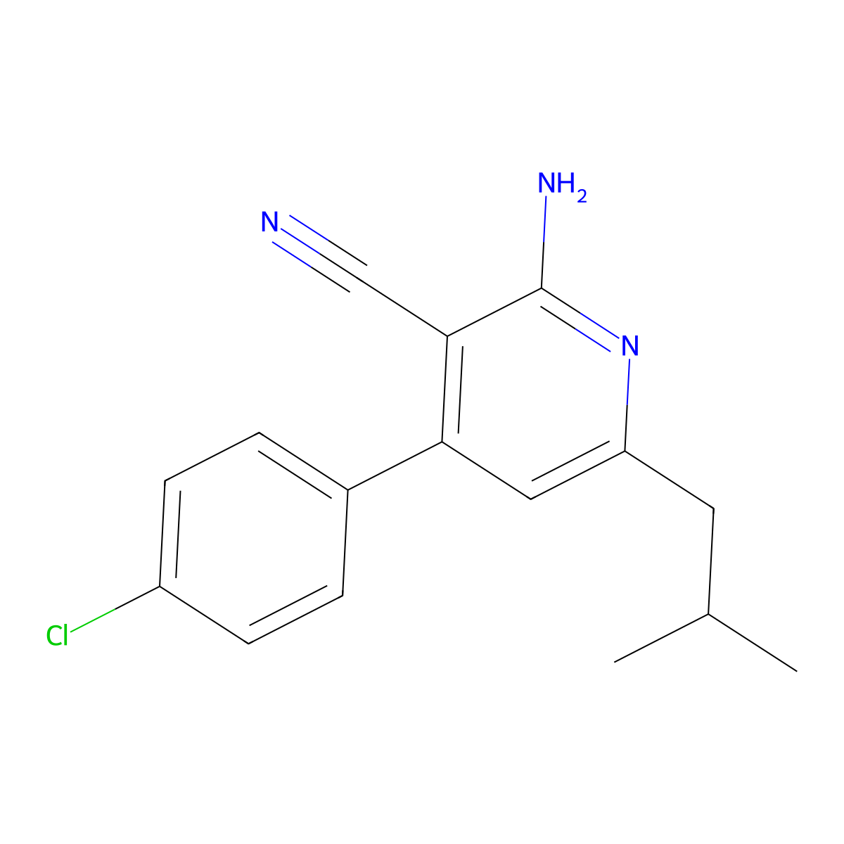 2-Amino-4-(4-chlorophenyl)-6-isobutylnicotinonitrile molecular structure, CAS 331828-45-6