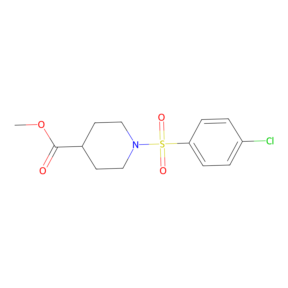Methyl 1-[(4-chlorophenyl)sulfonyl]-4-piperidinecarboxylate molecular structure, CAS 331828-48-9