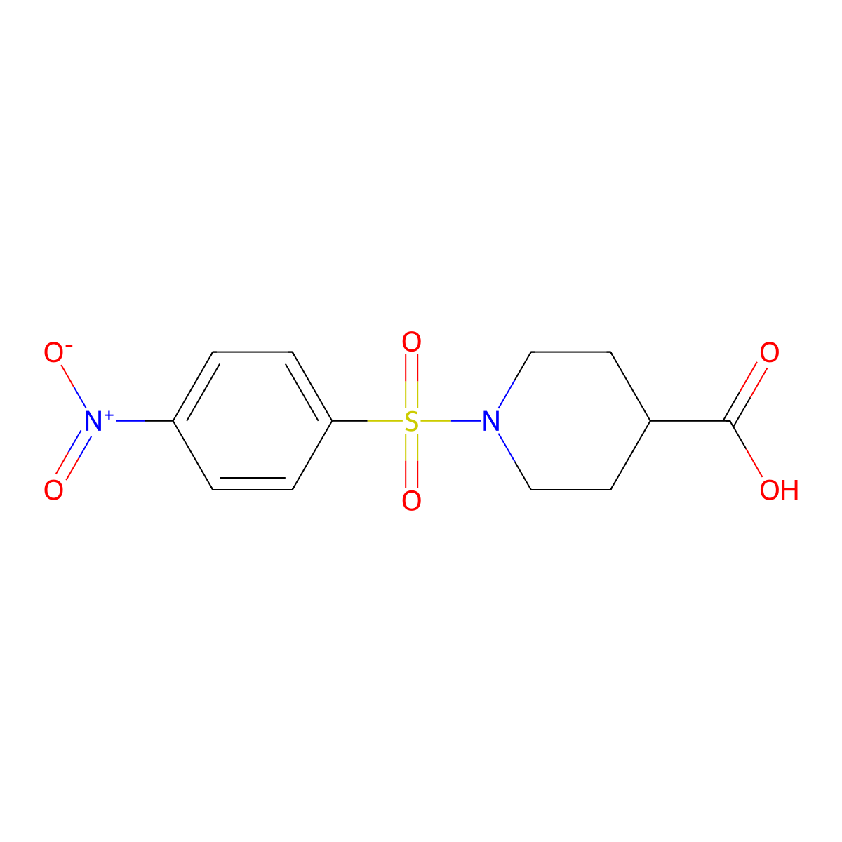 1-[(4-Nitrophenyl)sulfonyl]-4-piperidinecarboxylic acid molecular structure, CAS 331828-49-0