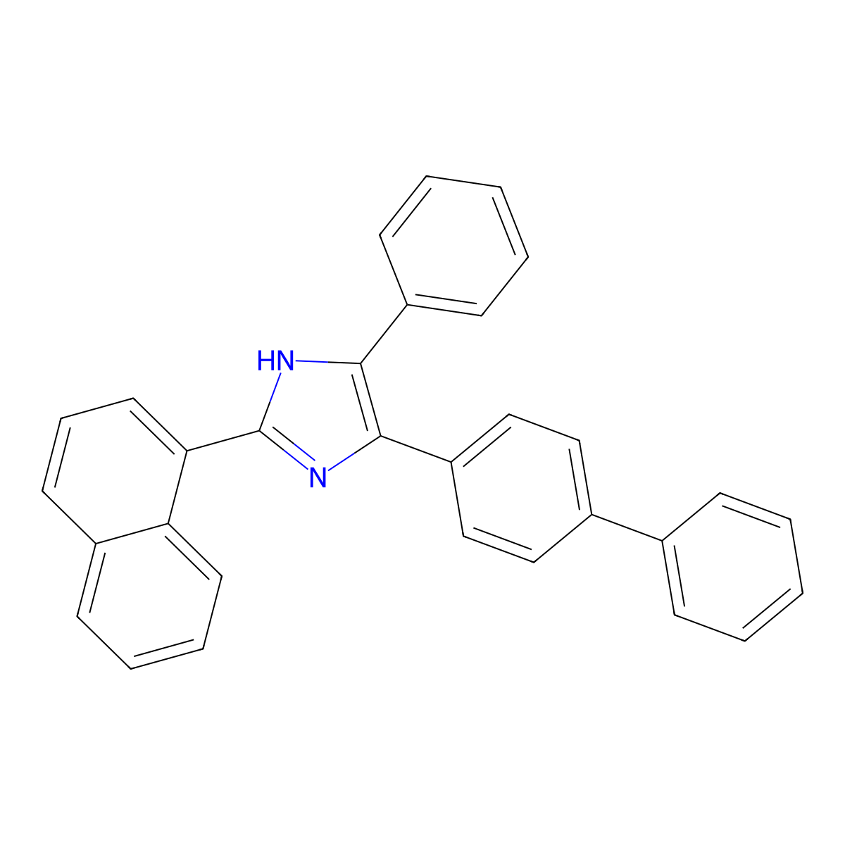 2-naphthalen-1-yl-4-phenyl-5-(4-phenylphenyl)-1H-imidazole molecular structure, CAS 331828-99-0