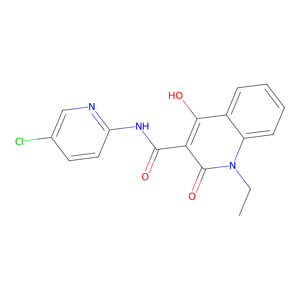 N-(5-chloropyridin-2-yl)-1-ethyl-4-hydroxy-2-oxo-1,2-dihydroquinoline-3-carboxamide molecular structure, CAS 331829-38-0