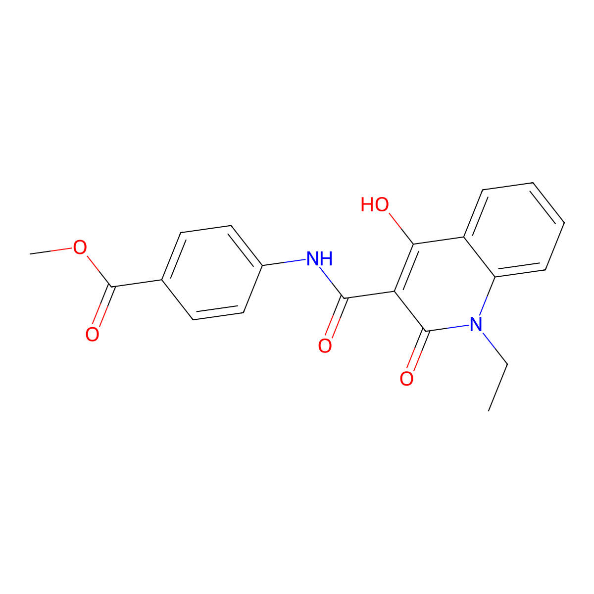 Methyl 4-(1-ethyl-4-hydroxy-2-oxo-1,2-dihydroquinoline-3-carboxamido)benzoate molecular structure, CAS 331829-45-9