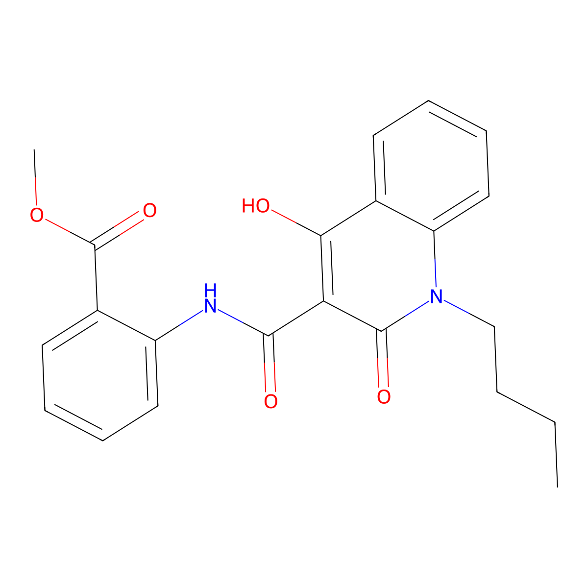Methyl 2-(1-butyl-4-hydroxy-2-oxo-1,2-dihydroquinoline-3-carboxamido)benzoate molecular structure, CAS 331829-47-1