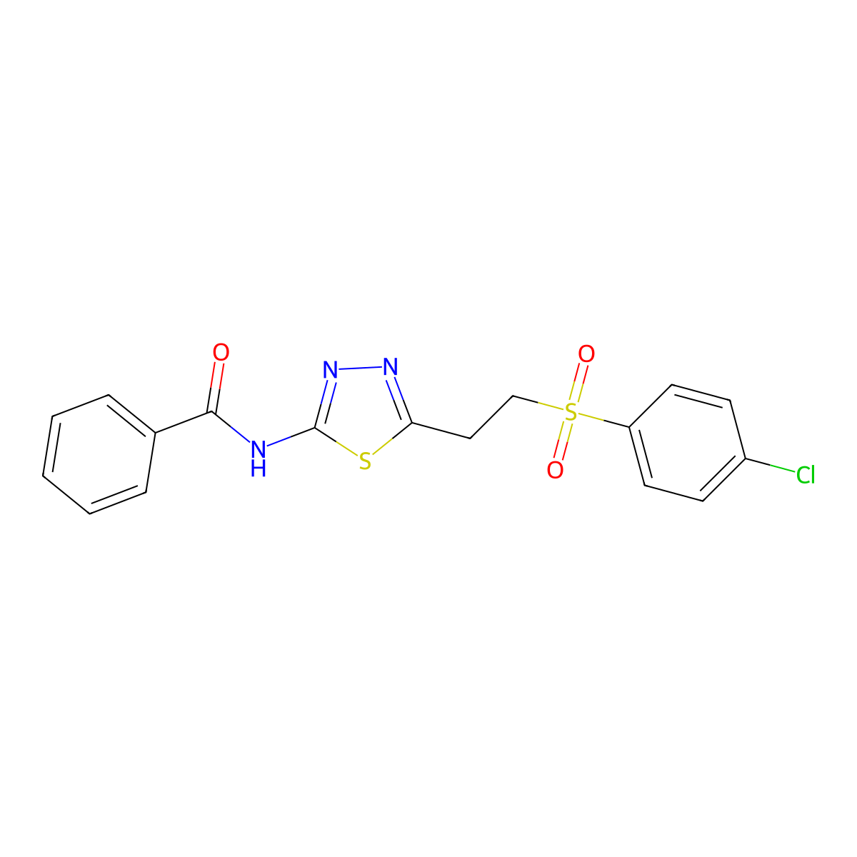 N-(5-{2-[(4-chlorophenyl)sulfonyl]ethyl}-1,3,4-thiadiazol-2-yl)benzamide molecular structure, CAS 331830-39-8