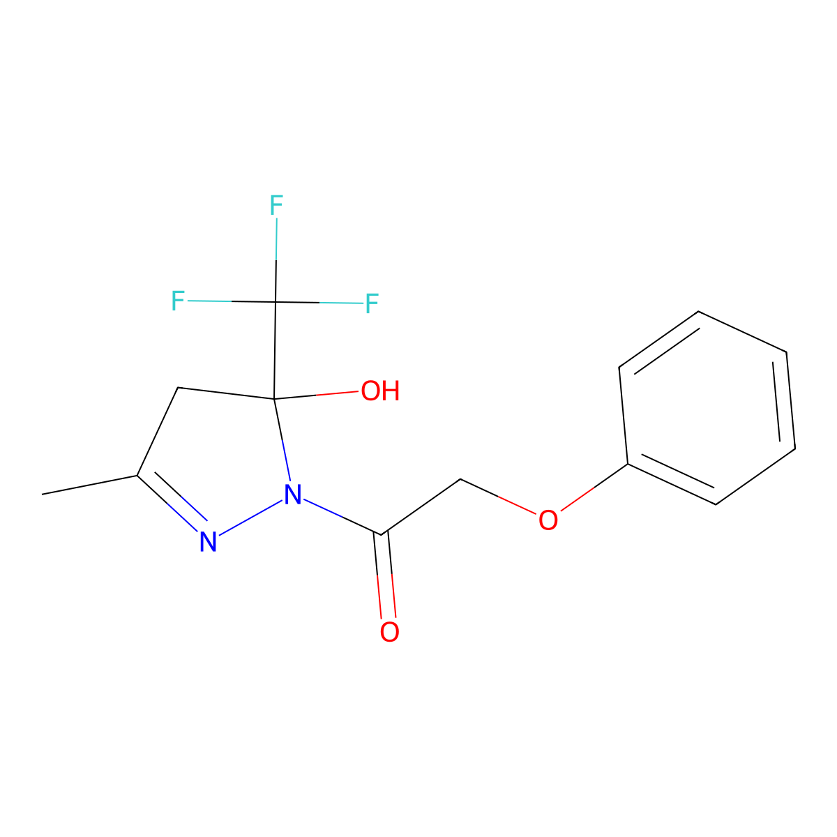 1-[5-hydroxy-3-methyl-5-(trifluoromethyl)-4H-pyrazol-1-yl]-2-phenoxyethanone molecular structure, CAS 331835-06-4