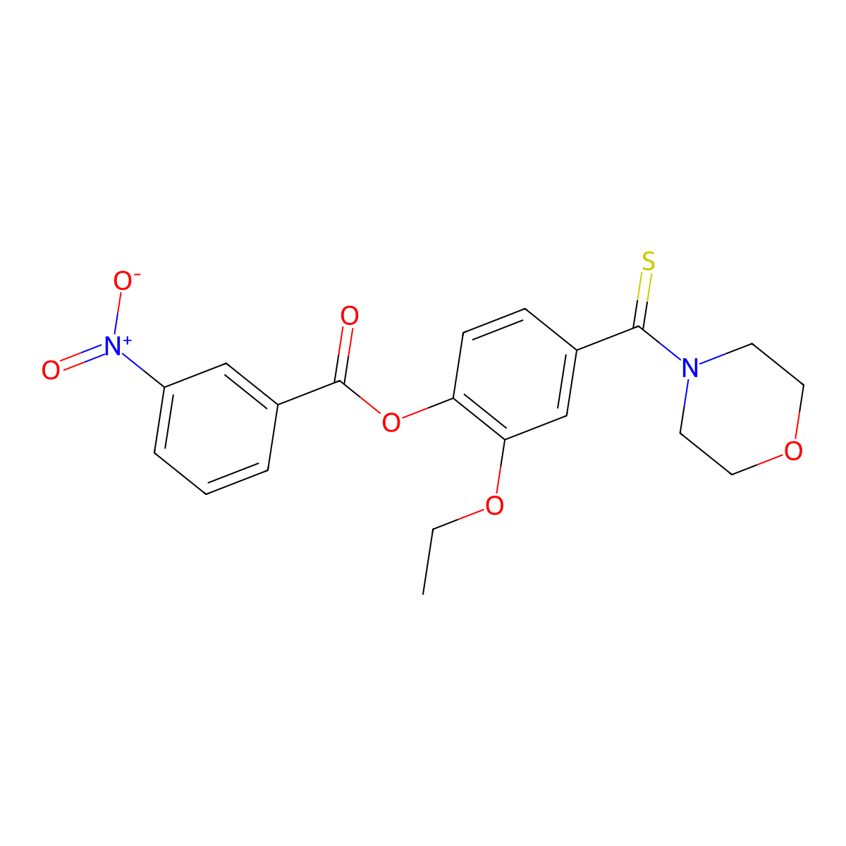 2-Ethoxy-4-(morpholin-4-ylcarbonothioyl)phenyl 3-nitrobenzoate molecular structure, CAS 331835-73-5