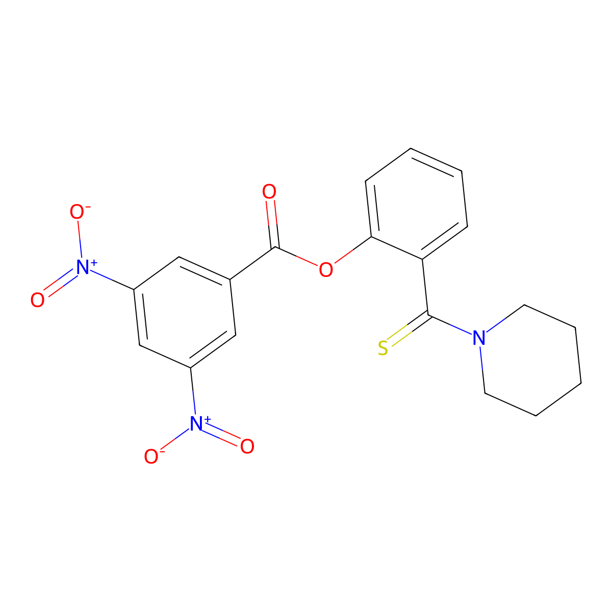 3,5-Dinitro-benzoic acid 2-(piperidine-1-carbothioyl)-phenyl ester molecular structure, CAS 331836-17-0