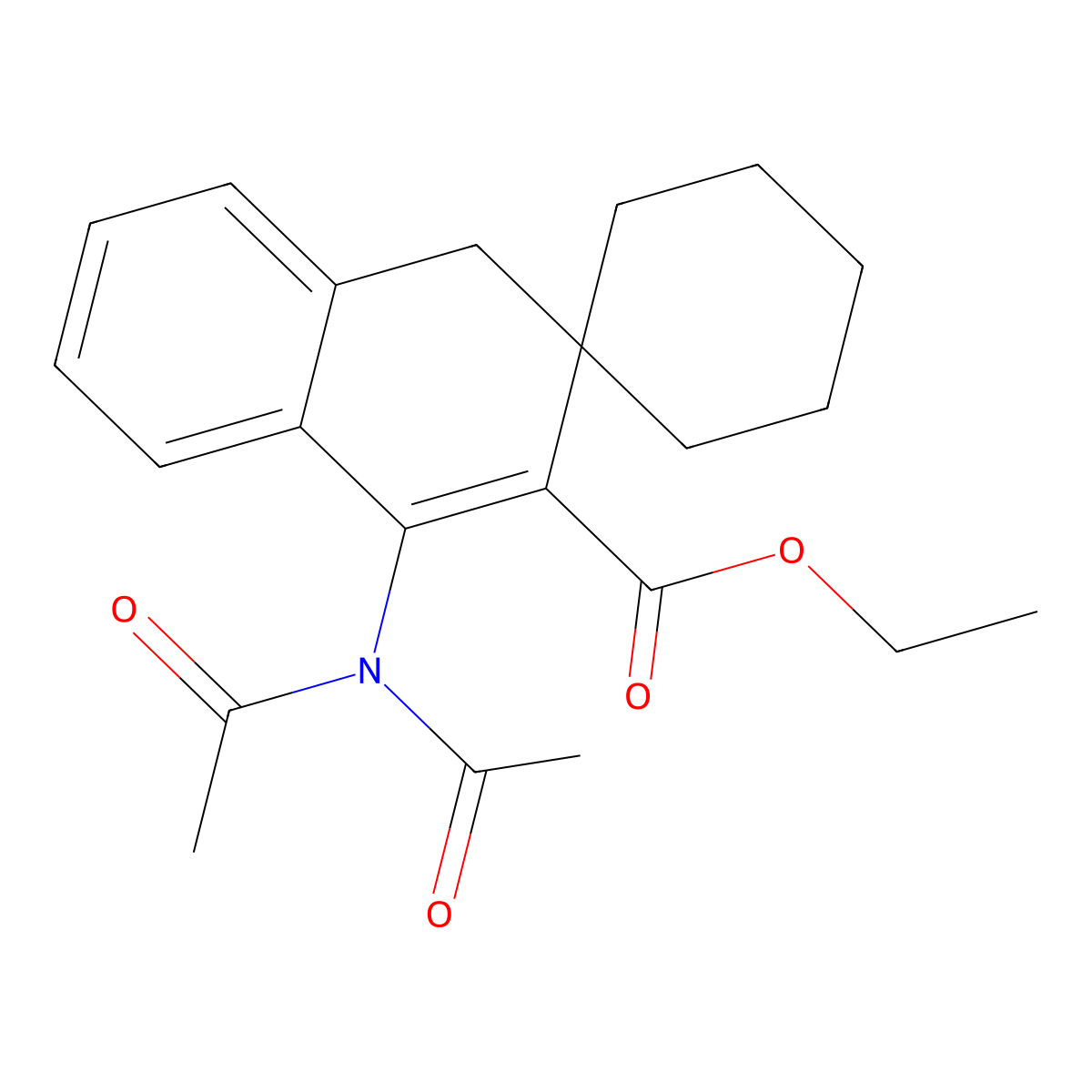 ethyl 4'-(N-acetylacetamido)-1'H-spiro[cyclohexane-1,2'-naphthalene]-3'-carboxylate molecular structure, CAS 331837-21-9