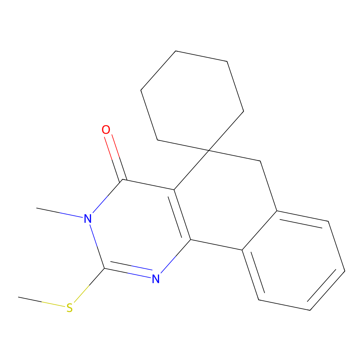 3-methyl-2-methylsulfanylspiro[6H-benzo[h]quinazoline-5,1'-cyclohexane]-4-one molecular structure, CAS 331837-22-0