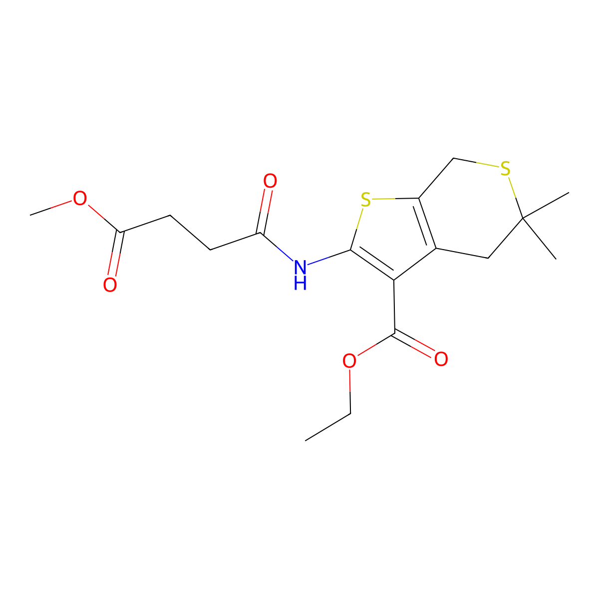Ethyl 2-[(4-methoxy-4-oxobutanoyl)amino]-5,5-dimethyl-4,7-dihydrothieno[2,3-c]thiopyran-3-carboxylate molecular structure, CAS 331837-46-8