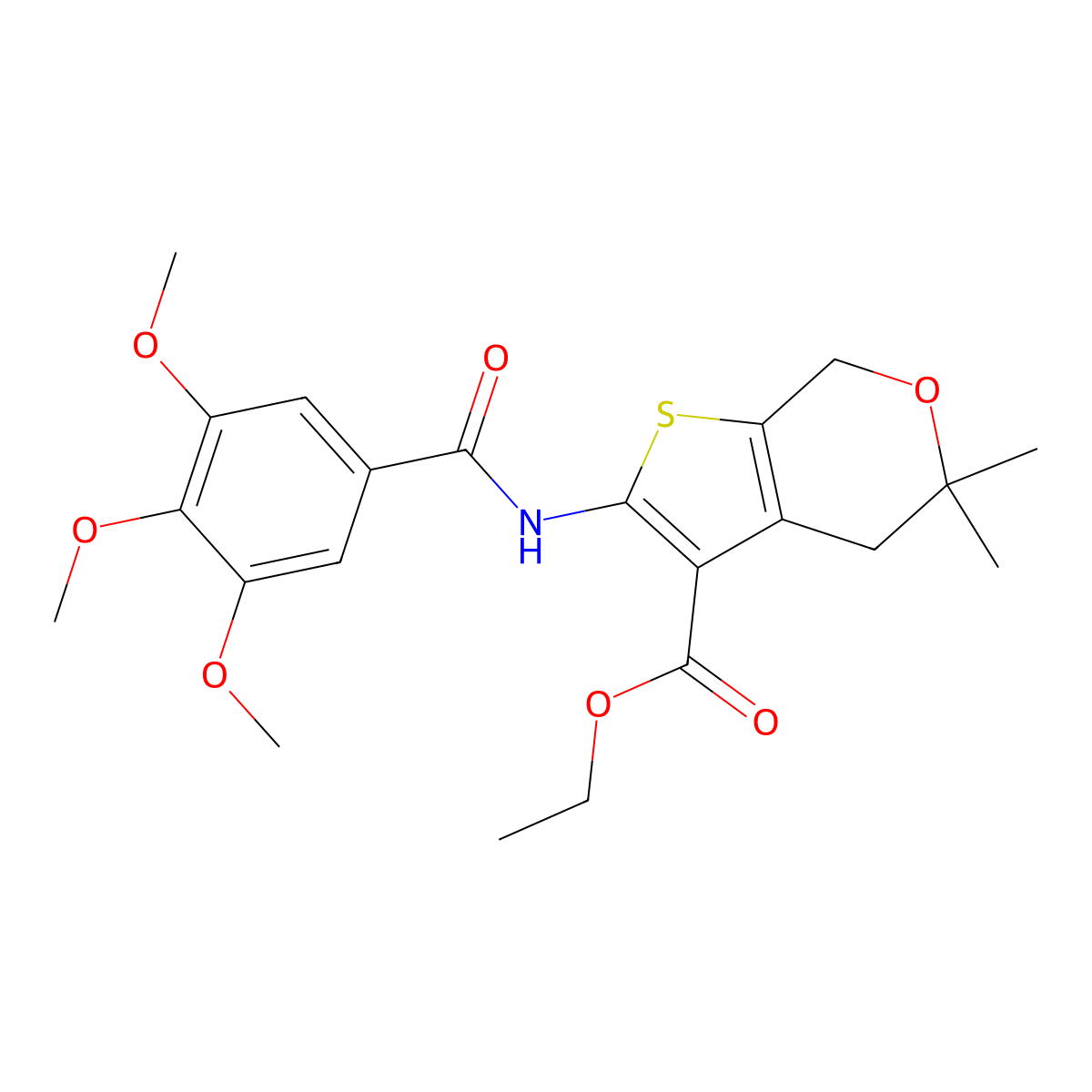Ethyl 5,5-dimethyl-2-[(3,4,5-trimethoxybenzoyl)amino]-4,7-dihydrothieno[2,3-c]pyran-3-carboxylate molecular structure, CAS 331837-51-5
