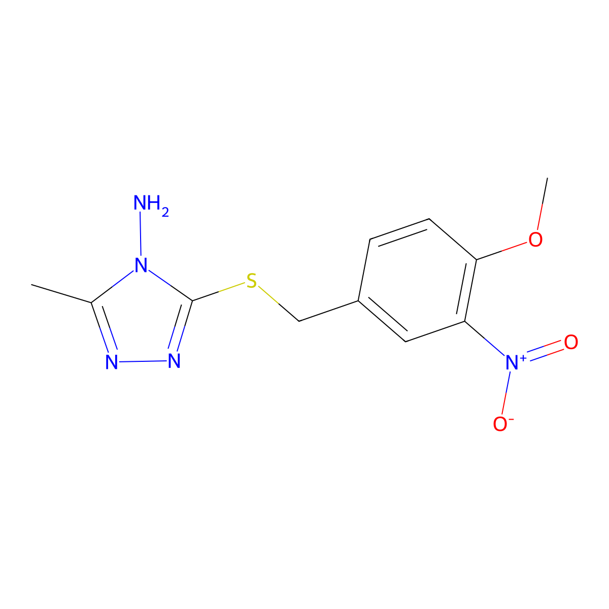 3-[(4-Methoxy-3-nitrophenyl)methylsulfanyl]-5-methyl-1,2,4-triazol-4-amine molecular structure, CAS 331837-65-1
