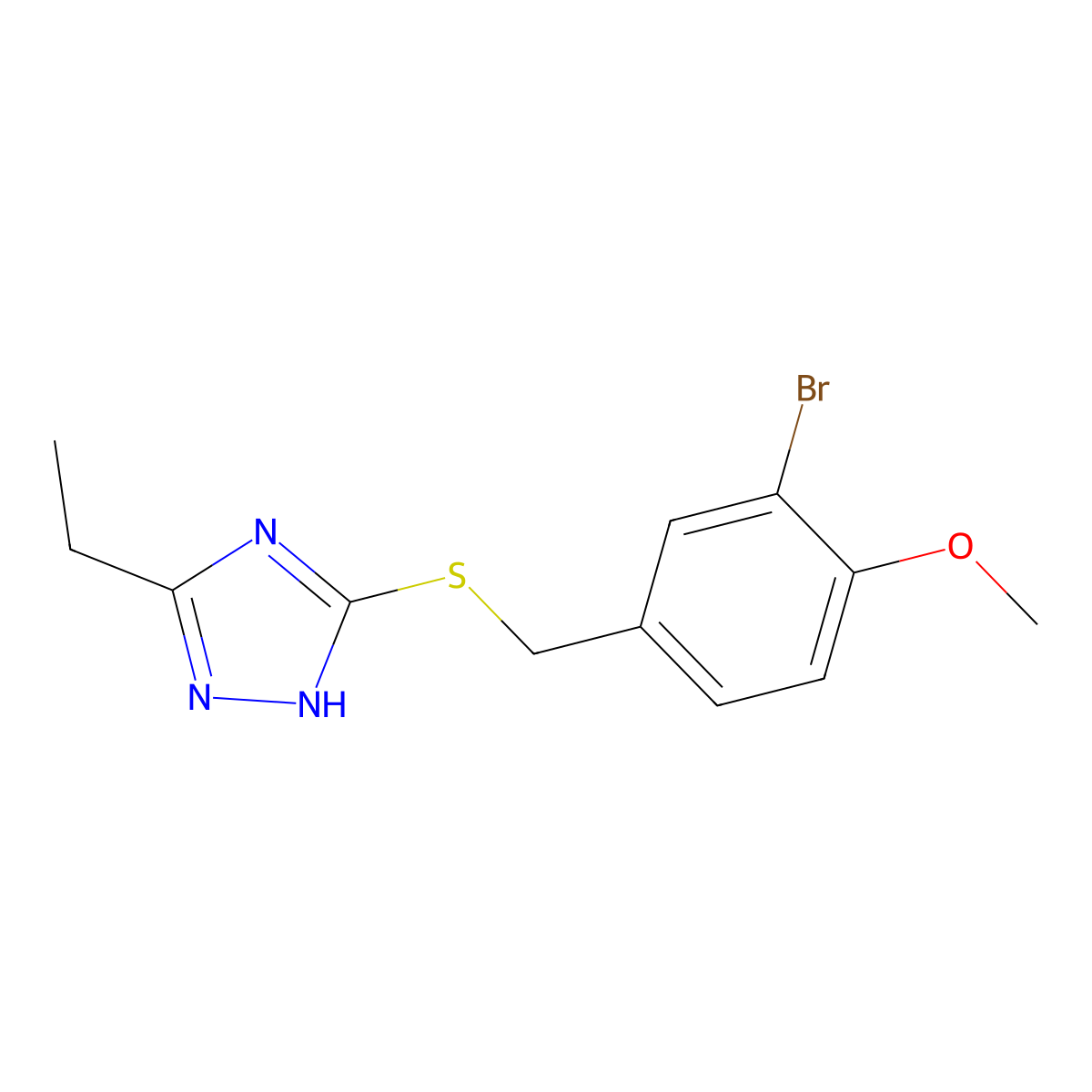 3-[(3-bromo-4-methoxyphenyl)methylsulfanyl]-5-ethyl-1H-1,2,4-triazole molecular structure, CAS 331837-68-4
