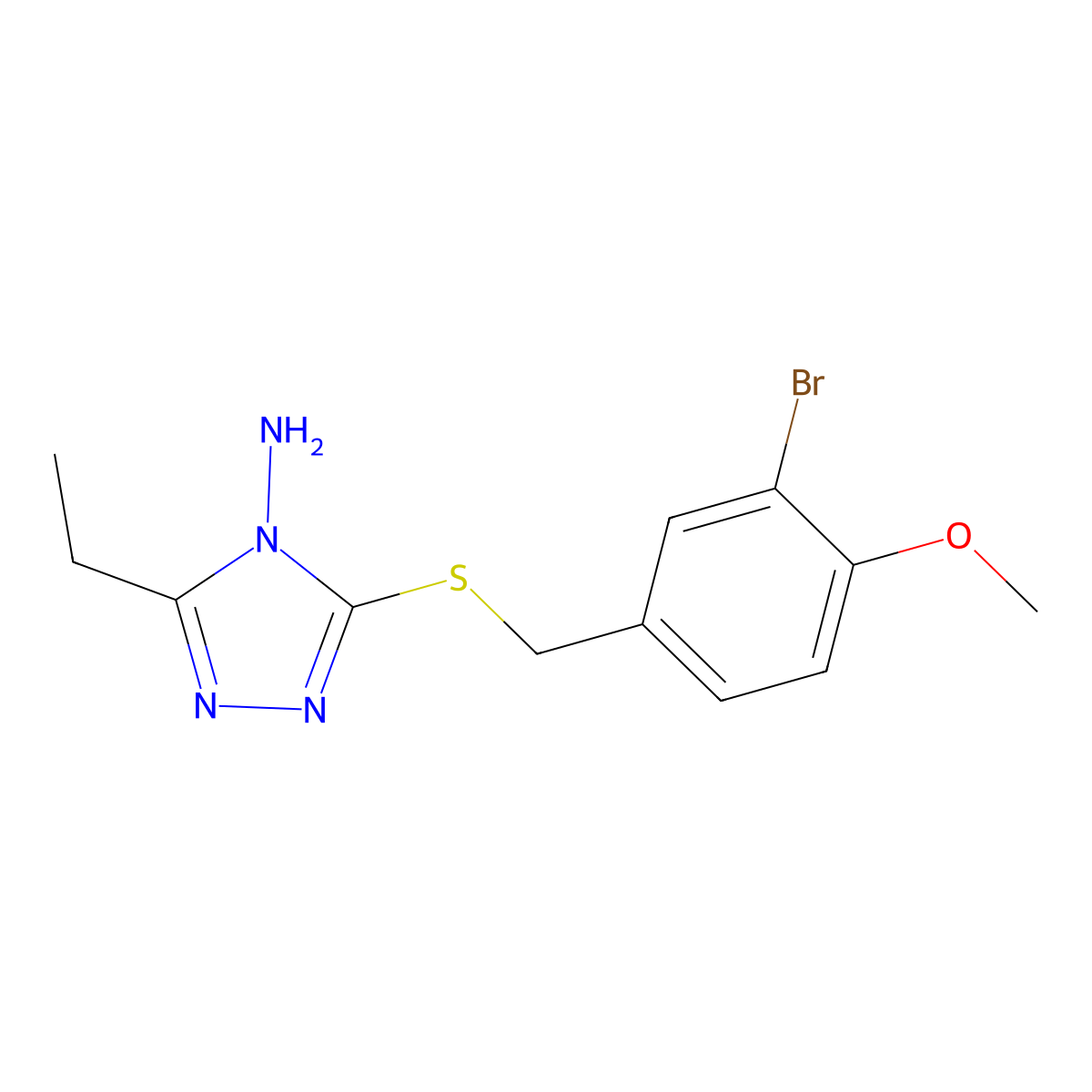 3-[(3-Bromo-4-methoxyphenyl)methylsulfanyl]-5-ethyl-1,2,4-triazol-4-amine molecular structure, CAS 331837-72-0