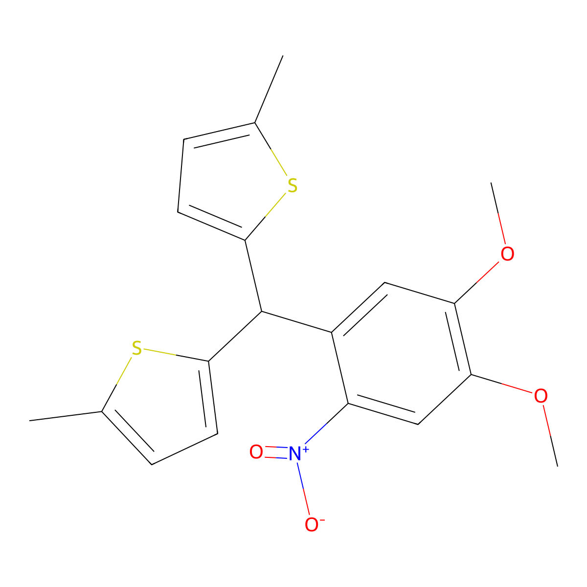 2-[(4,5-Dimethoxy-2-nitrophenyl)-(5-methylthiophen-2-yl)methyl]-5-methylthiophene molecular structure, CAS 331838-89-2