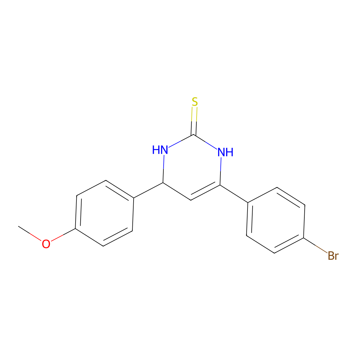 6-(4-bromophenyl)-4-(4-methoxyphenyl)-3,4-dihydropyrimidine-2(1H)-thione molecular structure, CAS 331839-20-4