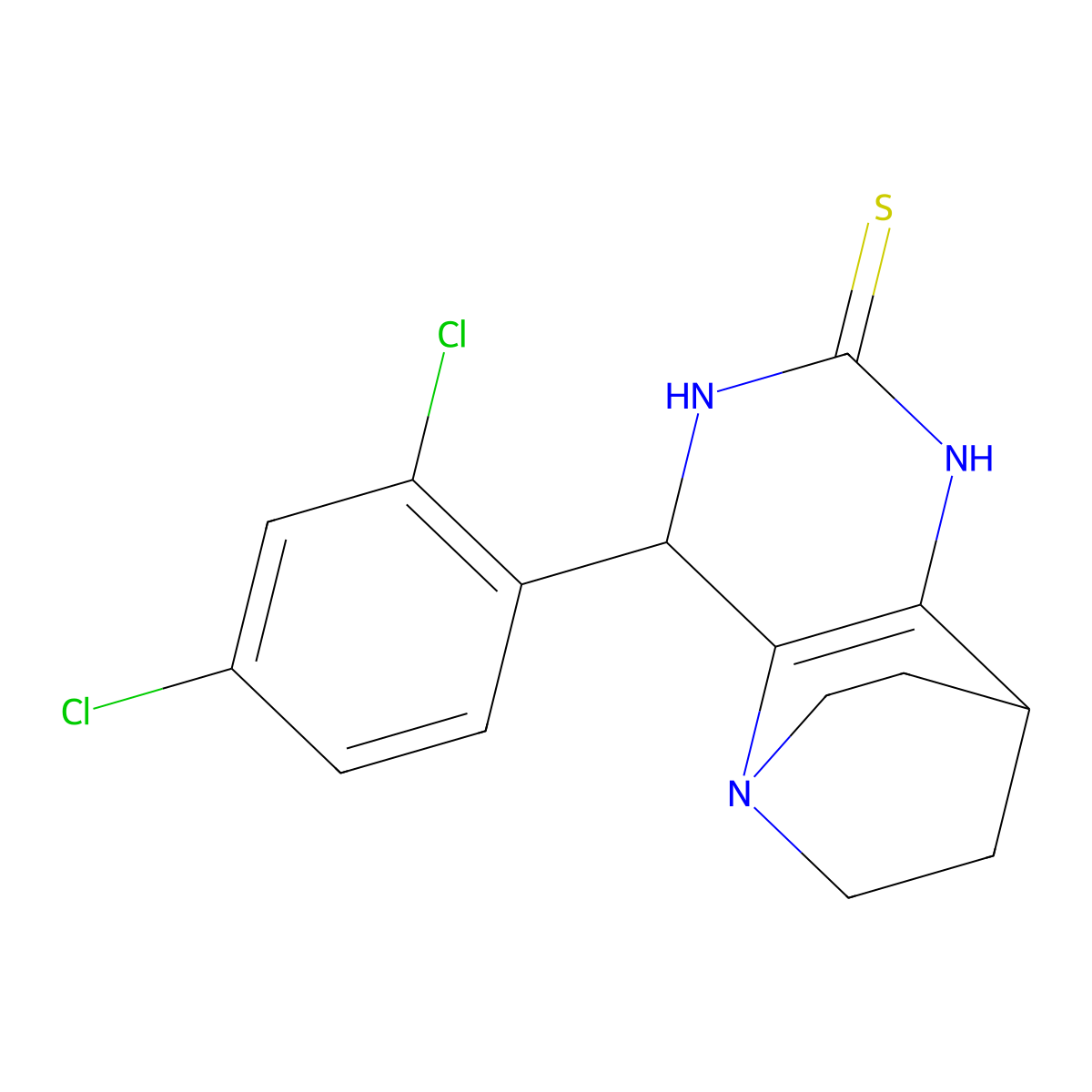 3-(2,4-Dichlorophenyl)-1,4,6-triazatricyclo[6.2.2.0~2,7~]dodec-2(7)-ene-5-thione molecular structure, CAS 331839-38-4