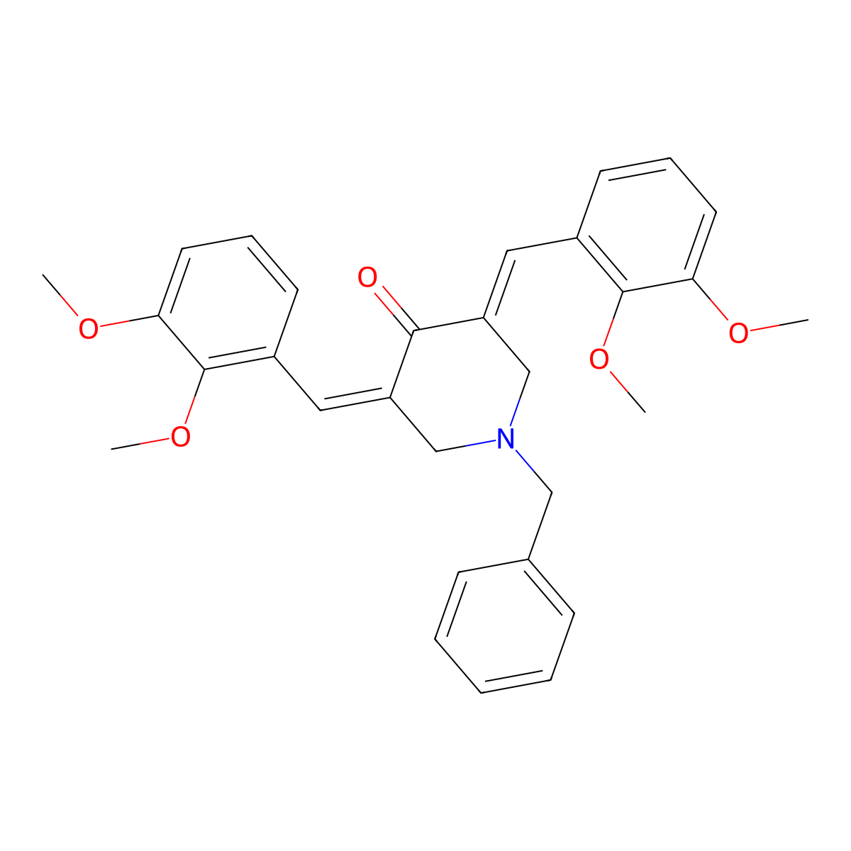 1-Benzyl-3,5-bis[(2,3-dimethoxyphenyl)methylidene]piperidin-4-one molecular structure, CAS 331839-39-5