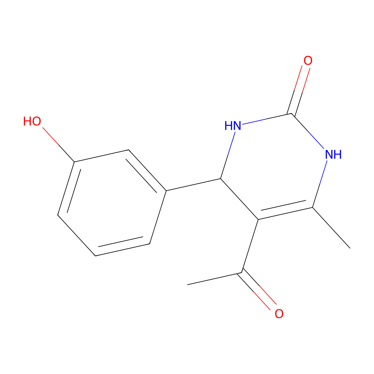 5-acetyl-4-(3-hydroxyphenyl)-6-methyl-3,4-dihydro-2(1H)-pyrimidinone molecular structure, CAS 331839-72-6