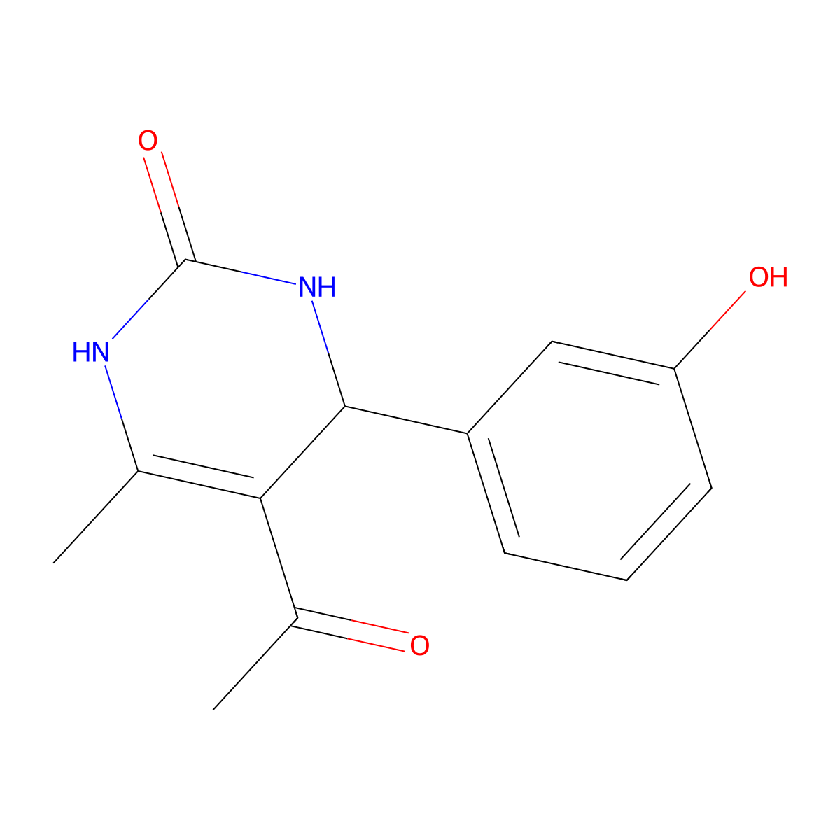 5-acetyl-4-(3-hydroxyphenyl)-6-methyl-3,4-dihydro-2(1H)-pyrimidinone molecular structure, CAS 331839-72-6