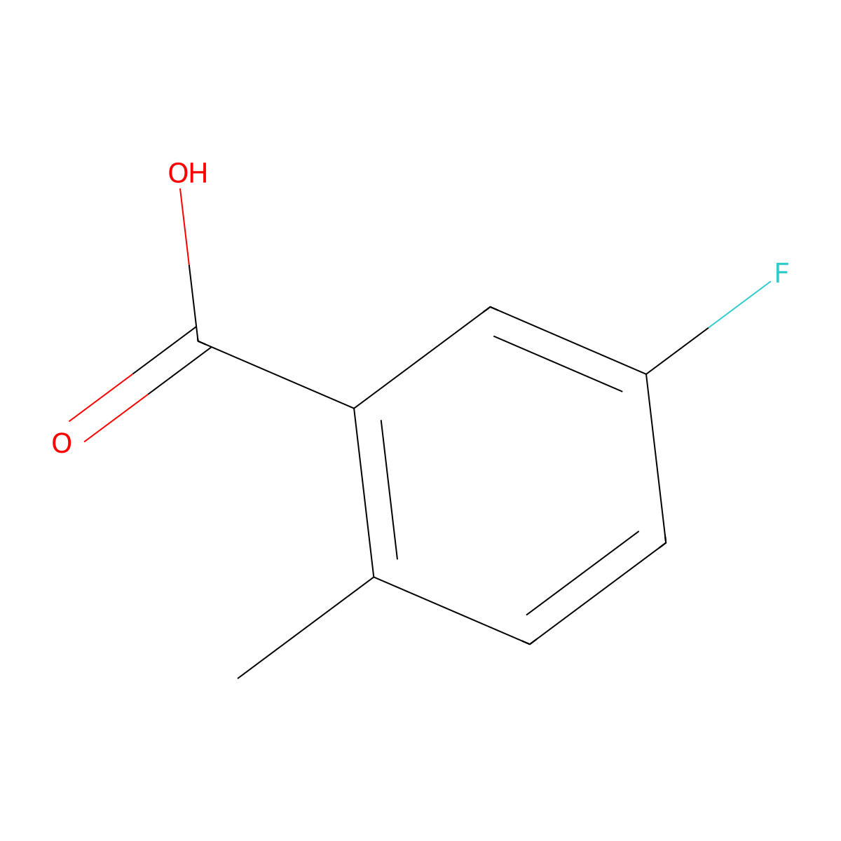5-Fluoro-2-methylbenzoic acid molecular structure, CAS 33184-16-6