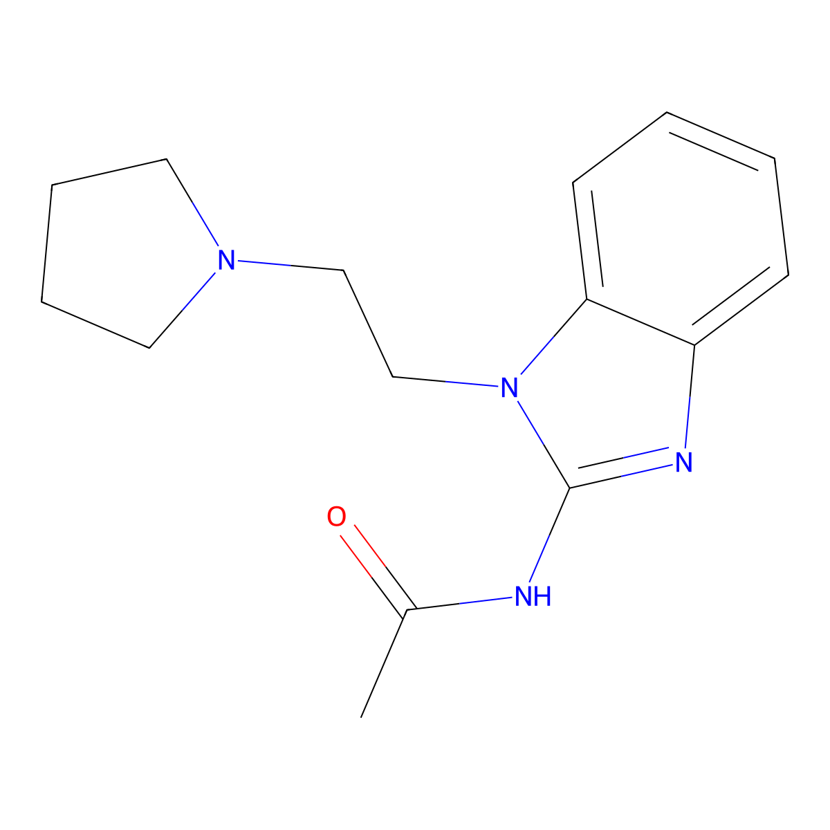 N-[1-(2-pyrrolidin-1-ylethyl)benzimidazol-2-yl]acetamide molecular structure, CAS 331840-04-1