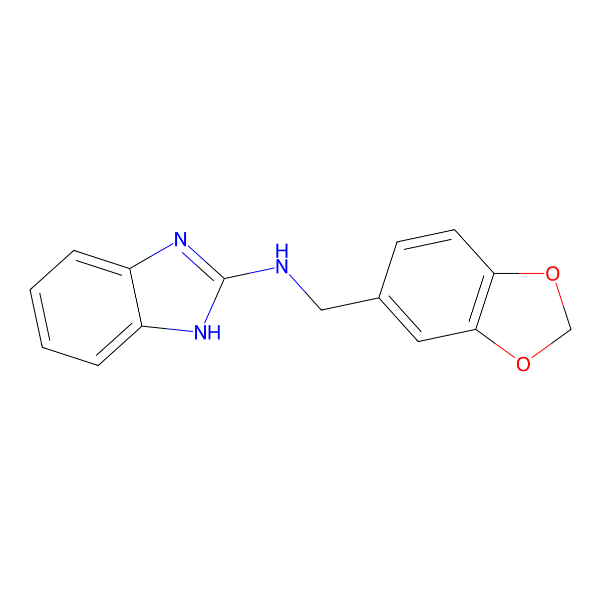 N-(1,3-benzodioxol-5-ylmethyl)-1H-benzimidazol-2-amine molecular structure, CAS 331840-16-5