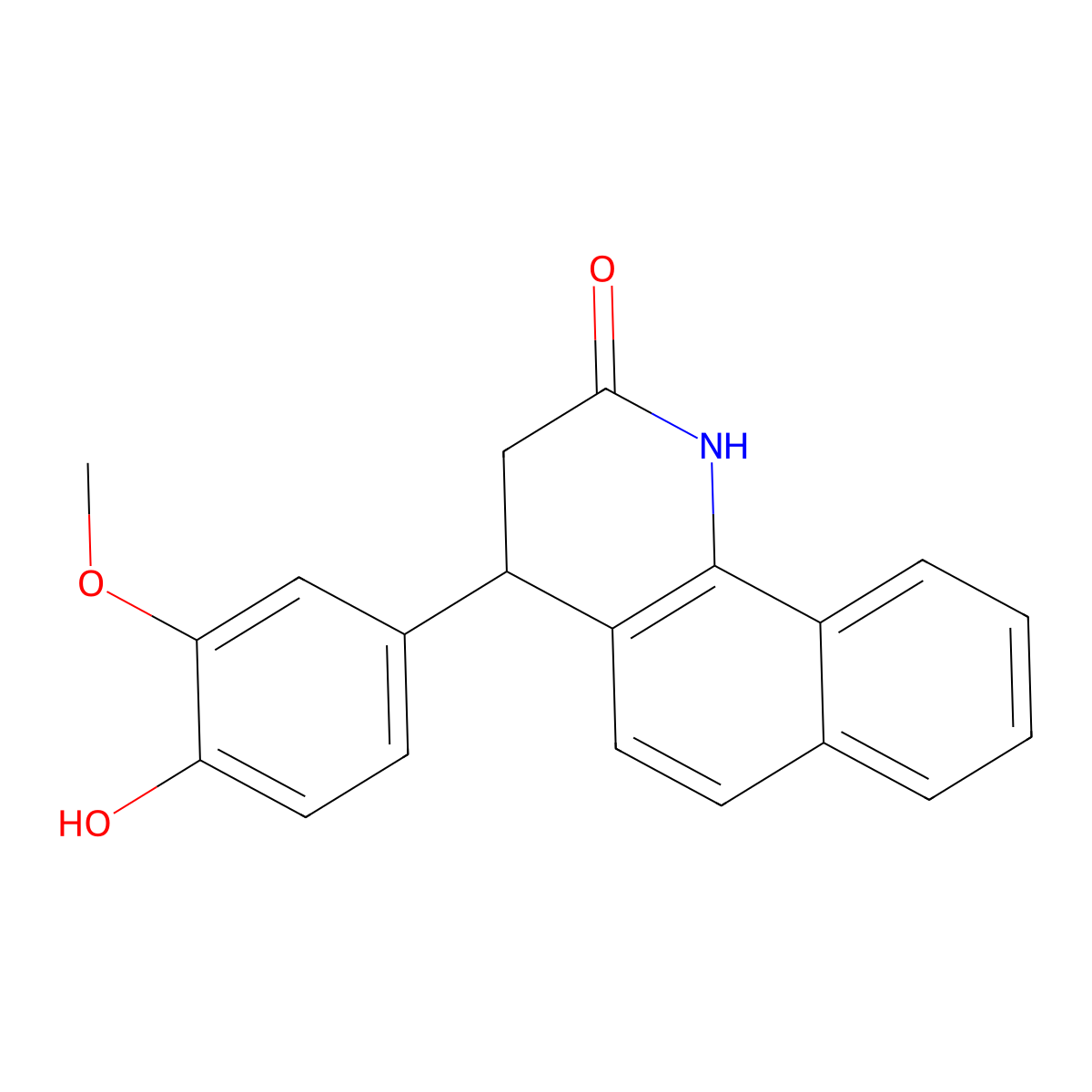 4-(4-hydroxy-3-methoxyphenyl)-3,4-dihydrobenzo[h]quinolin-2(1H)-one molecular structure, CAS 331840-48-3
